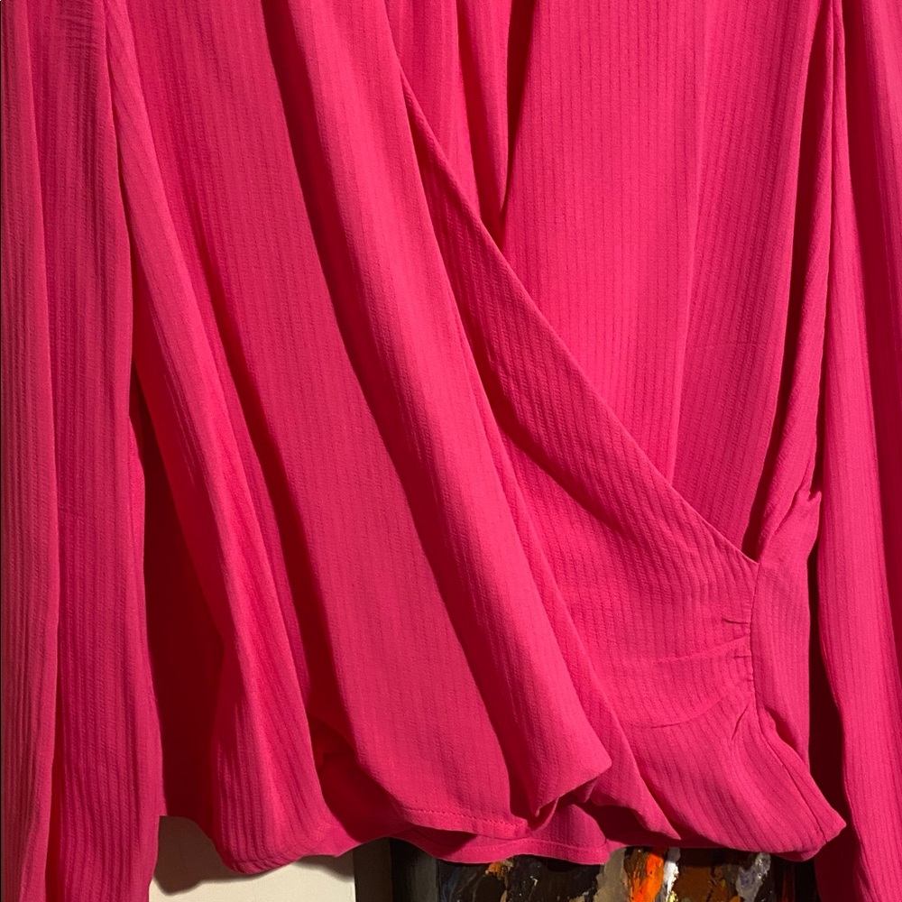 Sezane Hot Pink Wrap Blouse - Picture 8 of 9